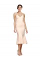 Discount Midi Cocktail Length V-Neckline Crepe Bridesmaid Dress / Prom Dress with Thin Straps and Fulted Skirt UK