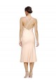 Discount Midi Cocktail Length V-Neckline Crepe Bridesmaid Dress / Prom Dress with Thin Straps and Fulted Skirt UK