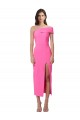 Discount One Shoulder Neckline Short Midi Length Formal Crepe Bridesmaid Dress / Cocktail Prom Dress UK