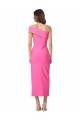 Discount One Shoulder Neckline Short Midi Length Formal Crepe Bridesmaid Dress / Cocktail Prom Dress UK