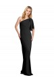 Discount Pleated One Shoulder Flutter Sleeves Slim Formal Crepe Bridesmaid Dress / Prom Dress UK
