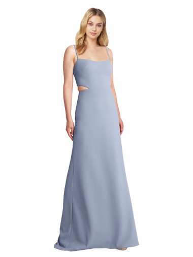 Discount Feminine Scoop Neckline Long Crepe Slip Bridesmaid Dress / Prom Dress  UK