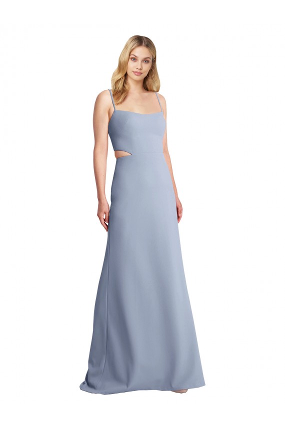 Discount Feminine Scoop Neckline Long Crepe Slip Bridesmaid Dress / Prom Dress  UK