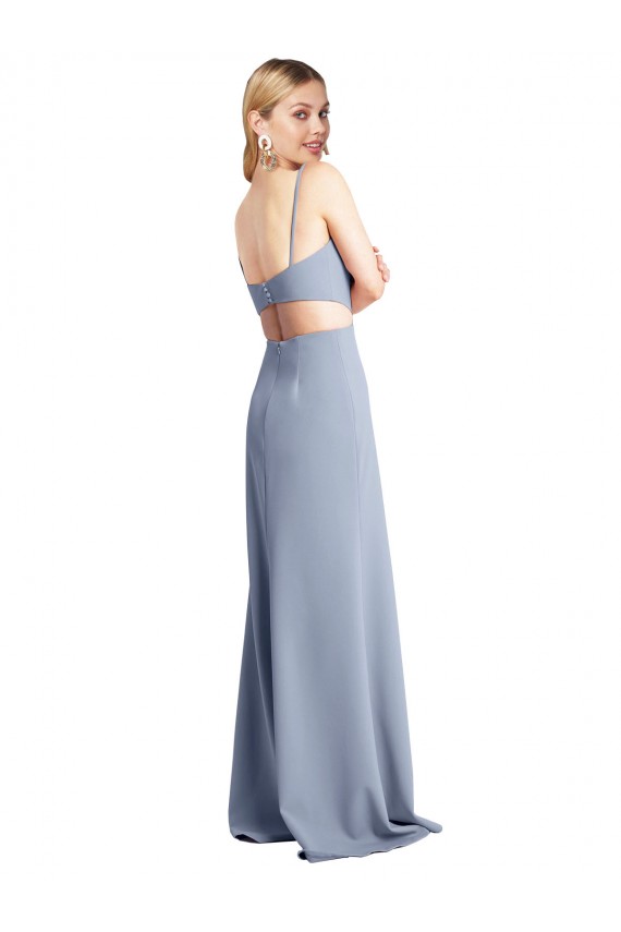 Discount Feminine Scoop Neckline Long Crepe Slip Bridesmaid Dress / Prom Dress  UK