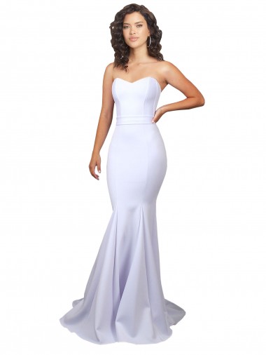Discount Simple Long Strapless Sweetheart Mermaid Crepe Beach Wedding Dress UK