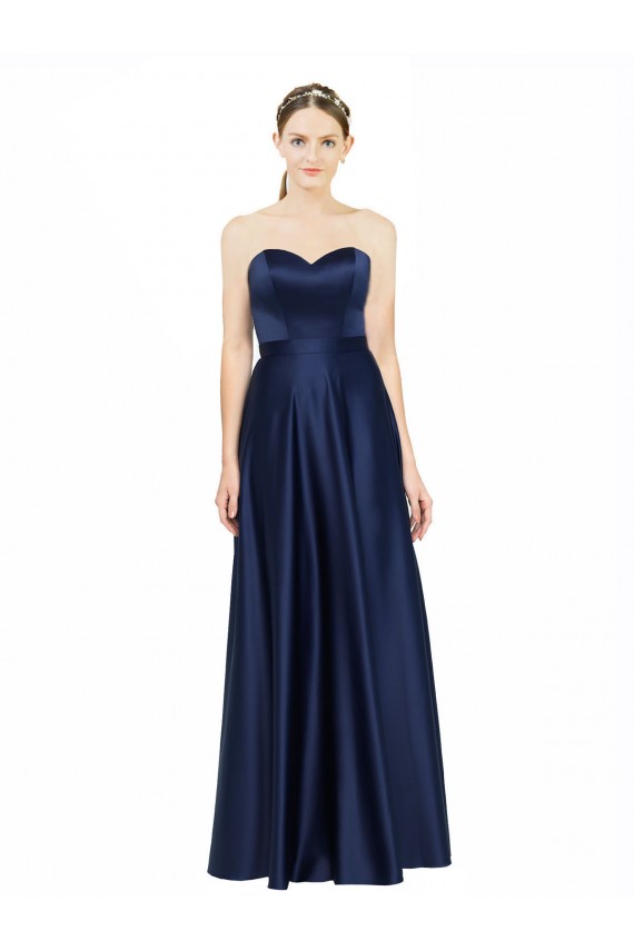 Discount Floor Length Sweetheart Neckline Formal Stretch Satin Bridesmaid Dress with Belt UK
