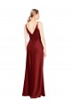 Discount Full Length Long Formal Stretch Satin Slip Bridesmaid Dress / Prom Dress V-Back UK