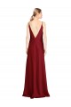Discount Floor Length Deep V-Back Formal Stretch Satin Bridesmaid Dress / Prom Dress with Front Slit UK