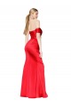 Discount High Neck Off the Shoulder Formal Stretch Satin Bridesmaid Dress / Prom Dress with High Slit UK