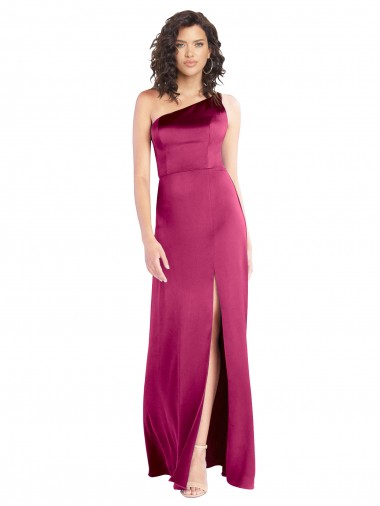 Discount Sleek One Shoulder A-Line Long Formal Stretch Satin Bridesmaid Dress / Prom Dress with Spaghetti Straps Back UK