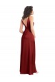 Discount Faux Surplice Neckline Long Slim A-Line Formal Stretch Satin Bridesmaid Dress / Prom Dress UK