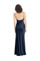 Discount Cowl Neck Long Empire Waist Formal Stretch Satin Bridesmaid Dress with Open Back UK