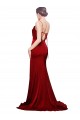 Discount Cowl Front Neck Sweep Train Formal Stretch Satin Bridesmaid Dress / Prom Dress with High Side Split UK