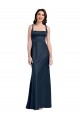 Discount Square Neck A-Line Long Formal Stretch Satin Bridesmaid Dress / Prom Dress with Wide Straps UK