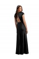 Discount Plunging V-Neck Cap Cleeves Long Formal Stretch Satin Bridesmaid Dress / Prom Dress with Keyhole Back UK