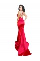 Discount Mermaid Open Back Long Formal Stretch Satin Bridesmaid Dress / Prom Dress with High Slit UK