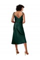 Discount Spaghetti Straps Tie Shoulders Cowl Neck Short Midi Length Formal Stretch Satin Cocktail Bridesmaid Dress / Prom Dress UK