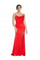 Discount Low Back Cowl Neck Formal Stretch Satin Bridesmaid Dress / Prom Dress with High Side Slit UK