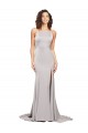 Discount High Neck Low Back Long Full Length Formal Stretch Satin Bridesmaid Dress / Prom Dress UK