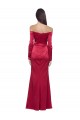 Discount Long Sleeves Off the Shoulder Formal Stretch Satin Bridesmaid Dress / Prom Dress with High Side Split UK
