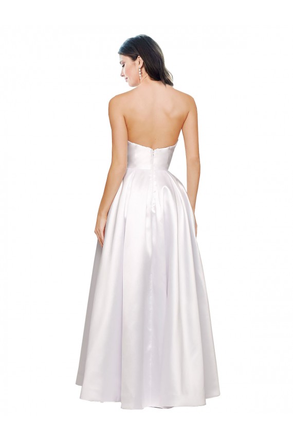 Discount Full Length Strapless V-Cutout Formal Stretch Satin Bridesmaid Dress / Prom Dress UK