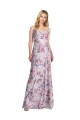 Discount Draped Cowl Neck Long Printed Formal Stretch Satin Bridesmaid Dress UK