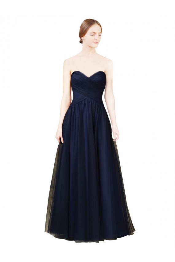 Discount Draped Bodice Sweeheart Long Tulle Bridesmaid Dress UK