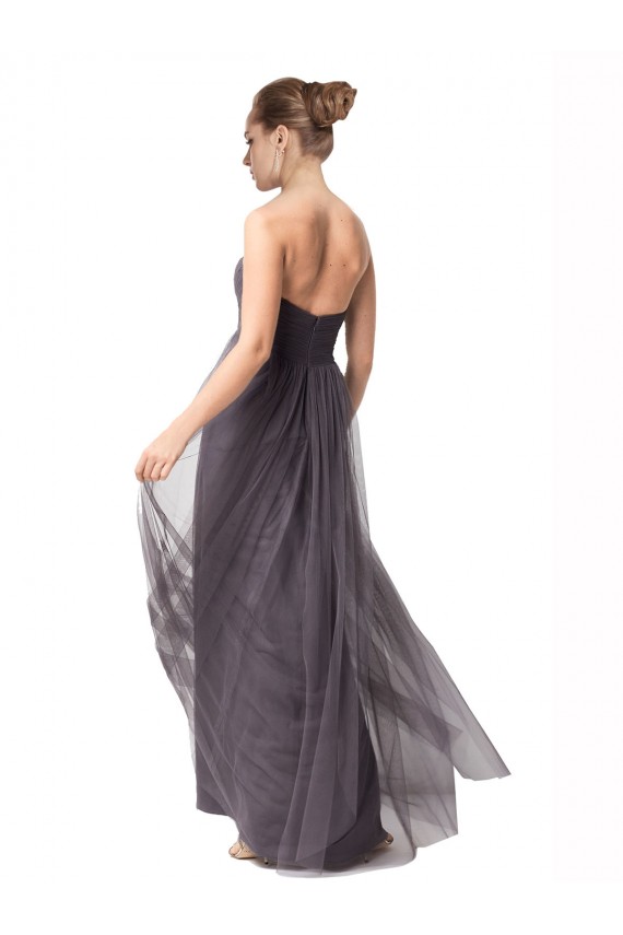 Discount Long Sweetheart Tulle Bridesmaid Dress with Shirred Criss Cross Bodice UK