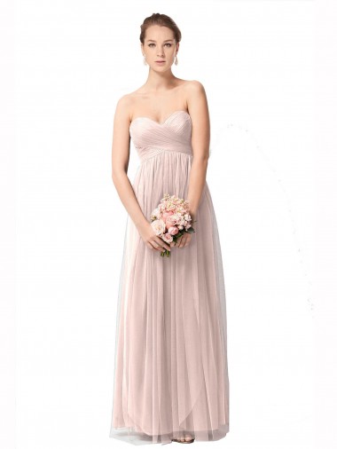 Discount Long Sweetheart Tulle Bridesmaid Dress with Shirred Criss Cross Bodice UK