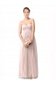 Discount Long Sweetheart Tulle Bridesmaid Dress with Shirred Criss Cross Bodice UK