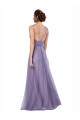Discount Flowy A-Line Tulle Bridesmaid Dress with Double Straps and V-Neck UK