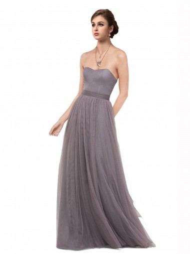 Discount Strapless Tulle Bridesmaid Dress with Waistband UK