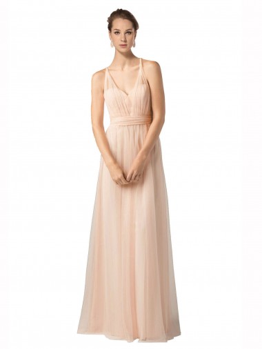 Discount Sweetheart A-Line Tulle Bridesmaid Dress with Shirred Bodice UK