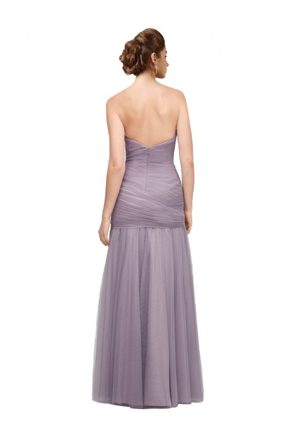 Discount Draped Long Mermaid Sweetheart Tulle Bridesmaid Dress UK