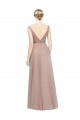 Discount Full Length Draped Long V-Neck Tulle Bridesmaid Dress UK