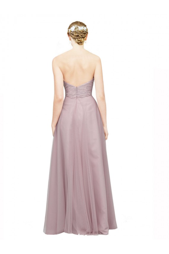 Discount Sweetheart Neckline Long Tulle Bridesmaid Dress with Lace Bodice UK