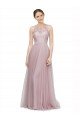 Discount High Neck Long Tulle Bridesmaid Dress with Lace Bodice UK