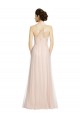 Discount Long Draped Back A-Line Tulle Bridesmaid Dress with Pleated Bodice UK