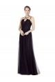 Discount High Neck Long A-Line Tulle Bridesmaid Dress UK