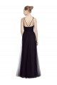Discount High Neck Long A-Line Tulle Bridesmaid Dress UK
