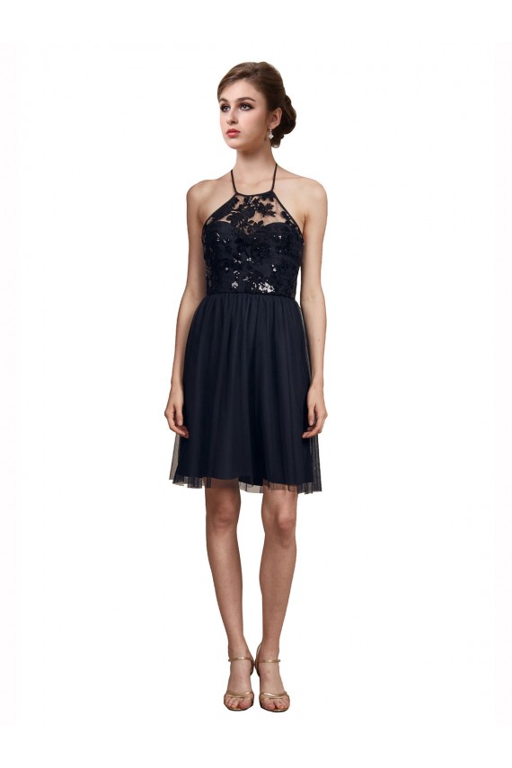 Discount High Neck Illusion Bodice Bridesmaids Dress UK