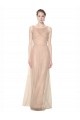 Discount Long Tulle Bridesmaid Dress with Illusion Neck UK