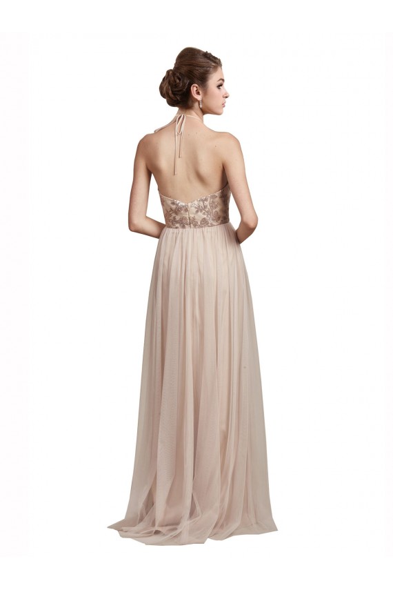 Discount Sweetheart Tulle Bridesmaid Dress with High Neck Illusion Bodice UK