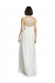 Discount High Neckline Long Tulle Bridesmaid Dress with Illusion Front UK