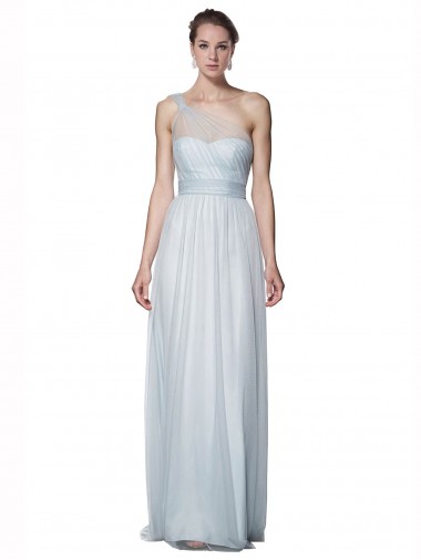 Discount One Shoulder Illusion Tulle Bridesmaid Dress with Knot Detail UK