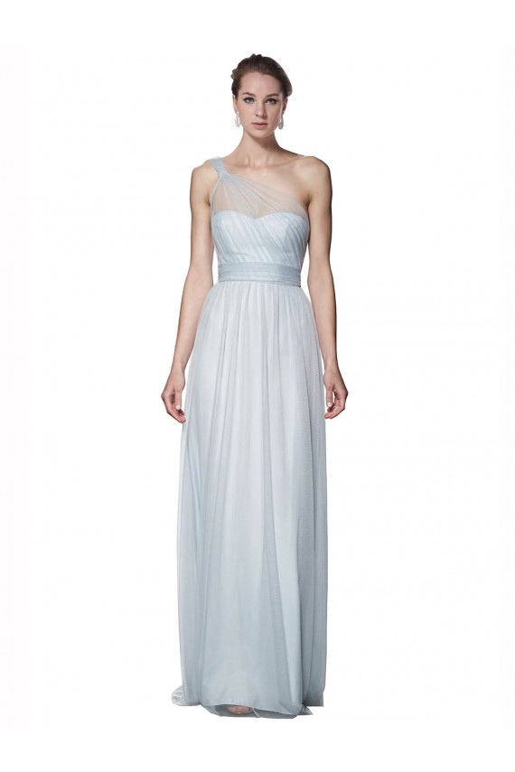 Discount One Shoulder Illusion Tulle Bridesmaid Dress with Knot Detail UK