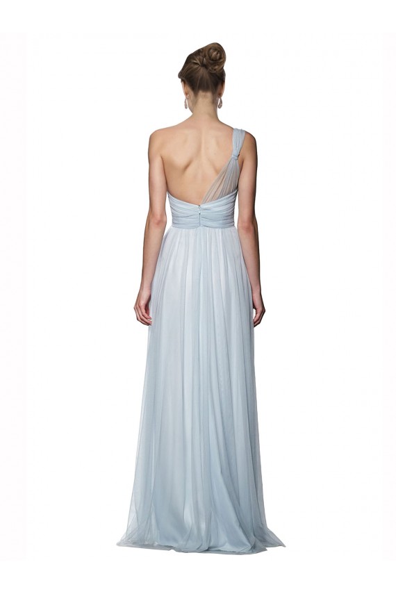 Discount One Shoulder Illusion Tulle Bridesmaid Dress with Knot Detail UK