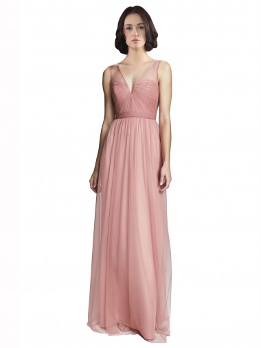 Discount V-Neck Illusion Tulle Bridesmaids Dress UK
