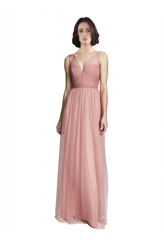 Discount V-Neck Illusion Tulle Bridesmaids Dress UK
