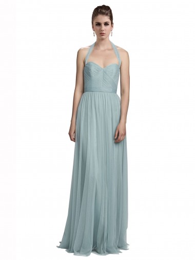 Discount Halter Ruched Sweetheart Neckline Tulle Bridesmaid Dress UK